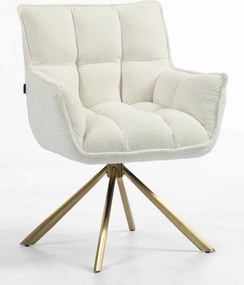 HR560 BAZĂ STEA Scaun Crem din Boucle cu Bază Aurie