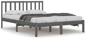 3105093 vidaXL Cadru de pat, gri, 200x200 cm, lemn masiv de pin