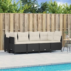 3261521 vidaXL Set mobilier de grădină cu perne, 5 piese, negru, poliratan