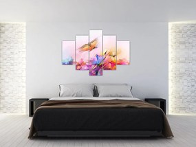 Tablou - Fluture asupra florilor, abstracție (150x105 cm)