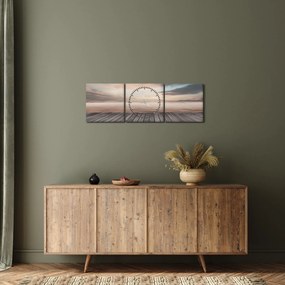 Tablou - Pier la apus de soare (cu ceas) (90x30 cm)