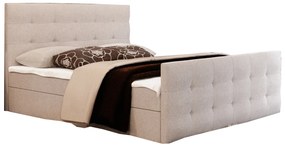 Pat matrimonial Boxspring 140 cm Milagros 2 (bej) ( cu saltea și sp. depozitare). 1046751