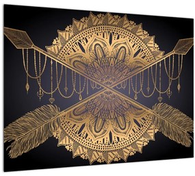 Tablou - Mandala aurie cu săgeți (70x50 cm)
