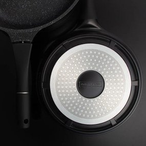 Set oale si tigai Royalty Line RL-ES1014M, Aluminiu turnat, 14 piese, Acoperire marmura, Negru