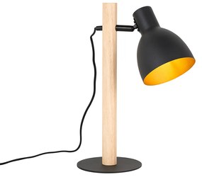 Lampă de masă rustică neagră cu lemn - Flint