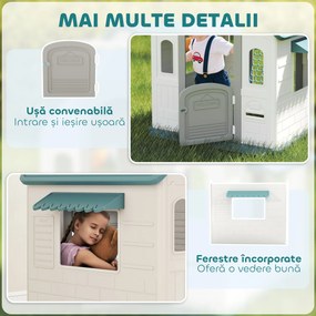 AIYAPLAY Căsuță de Joacă 5-în-1 pentru Copii, de Exterior și Interior, cu Coș de Baschet, Poartă de Fotbal, Tablă de Darts, Joc de Aruncare a Inelelor pentru Copii 2-5 Ani, Bej | Aosom Romania