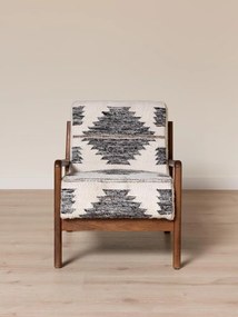 Fotoliu lounge kilim din lână și bumbac cu structură din lemn de mango, „Edera”