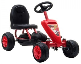 Mini Kart cu pedale pentru copii NOVOKIDS® Colorado Kart PRO, Maxim 30 luni, Structura metalica, Carena, Pedalare usoara, Dimensiuni 63x33x40 cm, Rosu