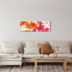 Tablou - Frunze portocalii (cu ceas) (90x30 cm)
