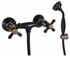 RAV Slezák MK180.5/1CMATSM - Set de duș MORAVA RETRO cu baterie, negru/alamă