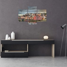 Tablou - Case lângă râu (90x60 cm)