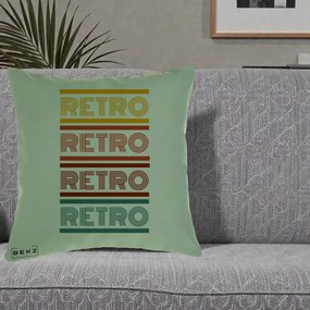 Perna Decorativa RETRO Text Multicolor, 40x40 cm, Verde, Husa Detasabila, Perna Inclusa, BEKZ®