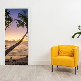 Fototapet pentru ușă - Palmier pe plajă (95x205cm)