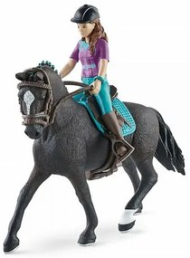 Figurină Schleich 42541 Lisa cu articulațiimobile și cal Storm