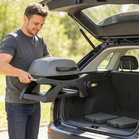 Outsunny Grătar pe gaz 3,3 kW Grătar de masă cu 1 arzător, mese laterale pliabile, grătare din fontă, tavă de colectare detașabilă | Aosom Romania