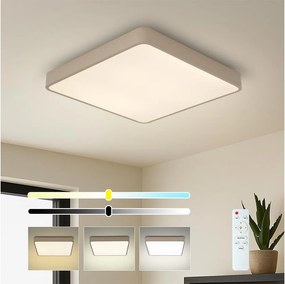 Brilagi-LED Plafonieră LED dimmabilă POOL SQUARE, 48W, 230V, 3000-6000K, 50x50 cm, bej + telecomandă