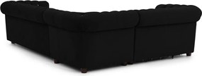 Colțar negru extensibil cu tapițerie din catifea (cu colț pe partea stângă/în formă de ”L”) York Blik – Ropez