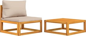 vidaXL Set canapea de grădină, 2 piese, cu perne, lemn masiv de acacia