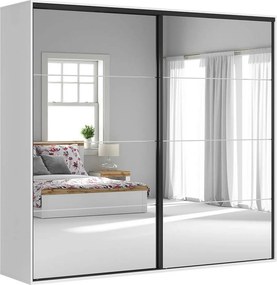 Dressing FLEX, alb, PAL, cu 2 usi si oglinda, 260x66x240 cm