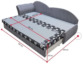 Supermobel Canapea extensibilă AGATA, 200x80x75, violet + gri (alova23/alova10), stânga