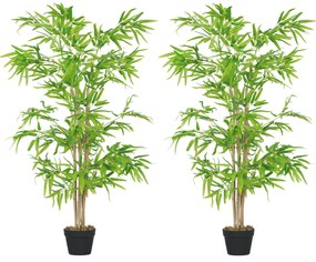Outsunny Lot de 2 bambusi artificiali Inaltime 1,5 m 644 Frunze dense realiste Ghiveci Inclus Negru cu Lichen Verde | Aosom Romania