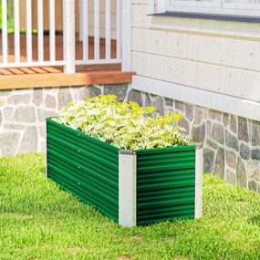 Outsunny Pat de Grădină Ridicat Fără Fund, din Oțel, cu 2 Zone de Cultivare, 125x47x40 cm, Verde | Aosom Romania