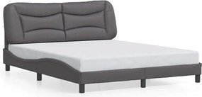 vidaXL Cadru de pat fără saltea, Hvar, gri, 160x200 cm, piele ecologică