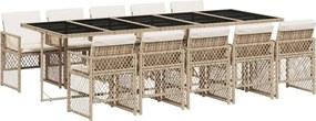vidaXL Set mobilier de grădină cu perne, 11 piese, bej, poliratan