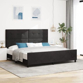 vidaXL Cadru de pat cu headboard Negru 200 x 200 cm Catifea