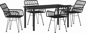 vidaXL Set de masă pentru grădină 5 pcs Negru