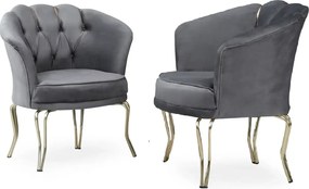 Fotoliu Viena, scaun, gri-auriu, picioare metal auriu, Homs