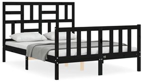3193075 vidaXL Cadru de pat cu tăblie, negru, 120x200 cm, lemn masiv