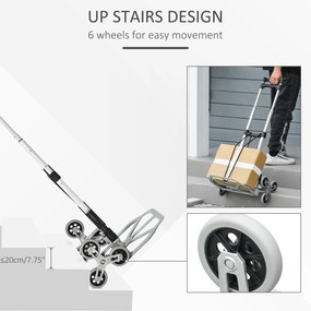Durhand Carucior pentru Pachete Pliabil in Aluminiu cu 6 Roti pentru Scari Incarcare Max 70kg | Aosom Romania