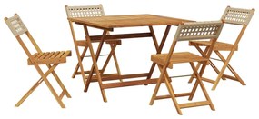 3281780 vidaXL Set mobilier de grădină, 5 piese, bej, poliratan și lemn masiv