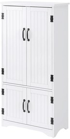 HOMCOM Bufet de bucătărie cămară de bucătărie contemporană multi-spații de depozitare 2 dulapuri 3 rafturi MDF panouri particule alb | Aosom Romania