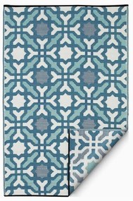 Covor reversibil pentru exterior din plastic reciclat Fab Hab Seville, 150 x 240 cm, albastru - gri