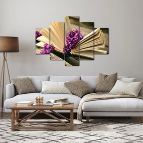Tablou cu carte și floare violetă (150x105 cm)