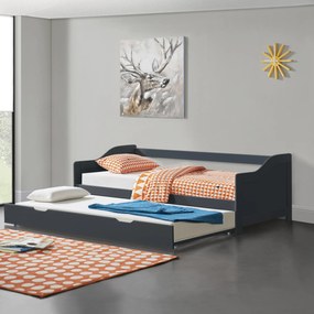 Canapea sofia cu pat suplimentar extensibil 200 kg gri inchis [en.casa]