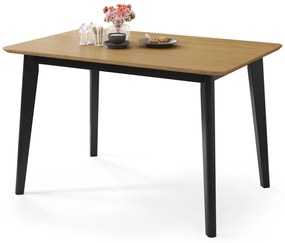 MAZZONI EXPORT ROXY Stejar natural/cadru negru - MASĂ RECTANGULARĂ DE LEMN PENTRU BUCĂTĂRIE/SUFRAGERIE RETRO