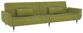 337585 vidaXL Canapea extensibilă cu 2 locuri 2 perne verde deschis catifea