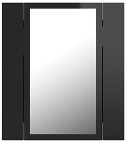 Dulap de baie cu oglinda  LED, negru extralucios, 40x12x45 cm negru foarte lucios