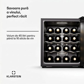Klarstein Silent Vino 16 Uno, Frigider pentru vin, 1 zona / 16 sticle