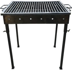 Gratar de gradina traditional HouseXL™ Premium Barbecue, Picioare din teava rectangulara cu surub, Realizat manual, Sarma grill 8mm, 30 X 40 CM, Natur