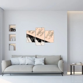Tablou cu pian și notele muzicale (90x60 cm)