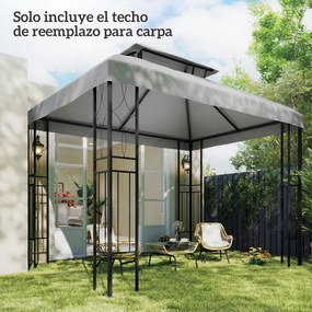 Outsunny Prelată de Schimb 4x3 m cu Acoperiș Dublu Orificii de Scurgere și Protecție UV Doar Prelată NU Include Cadru Gri Deschis | Aosom Romania