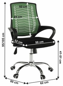Fotoliu de birou, verde negru crom, IMELA TYP 2