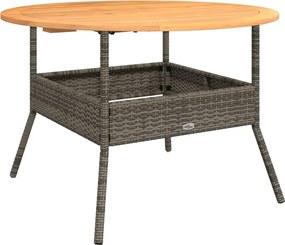 vidaXL Masă grădină, blat din lemn acacia, gri, Ø110x71 cm poliratan