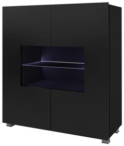 Vitrină Calabria K2D (Negru mat + Negru lucios). 1051520