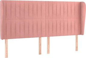 vidaXL Tăblie de pat cu aripioare, roz, 163x23x118/128 cm, catifea
