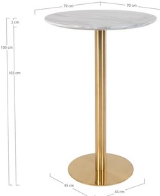 Masă de bar rotundă cu blat cu aspect de marmură ø 70 cm Bolzano – House Nordic